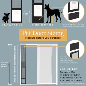 V2 Patio Pet Door Screen Insert Panel for Sliding Doors, Fits Door Track Min Ht 55.12" to Max Ht 84.25",UV Resistant Mesh, Locking Magnetic Dog Door, Easy Install and Removal, Small, White