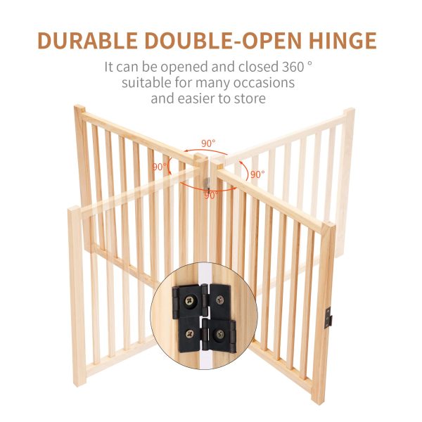YOCAN Paint-Free Wooden Freestanding Dog Gates for The House,Doorways, Stairs,Wood Dog Fences Indoor Pet Gate,Step Over Fence-6 Panel H:16.9" L:138" - Image 5