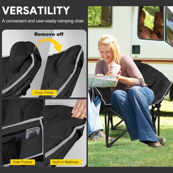 Slendor Heated Camping Chair, Oversized Camping Chair,3 Adjustable Heating Levels, Portable Folding Heated Outdoor Chair with Pillow & Storage Bag, Ideal for Camping, Patio, and Sports - Image 3
