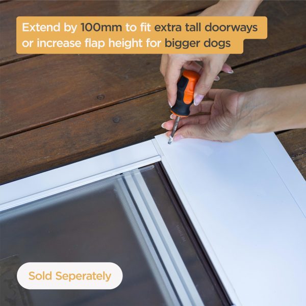 V2 Patio Pet Door Screen Insert Panel for Sliding Doors, Fits Door Track Min Ht 55.12" to Max Ht 84.25",UV Resistant Mesh, Locking Magnetic Dog Door, Easy Install and Removal, Small, White - Image 4