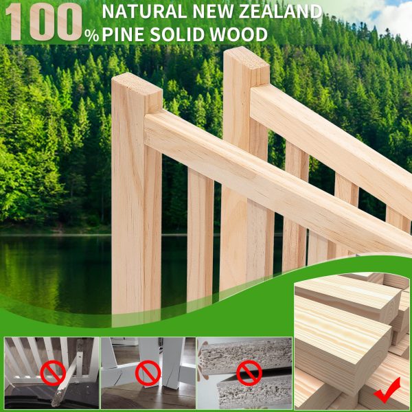 YOCAN Paint-Free Wooden Freestanding Dog Gates for The House,Doorways, Stairs,Wood Dog Fences Indoor Pet Gate,Step Over Fence-6 Panel H:16.9" L:138" - Image 2