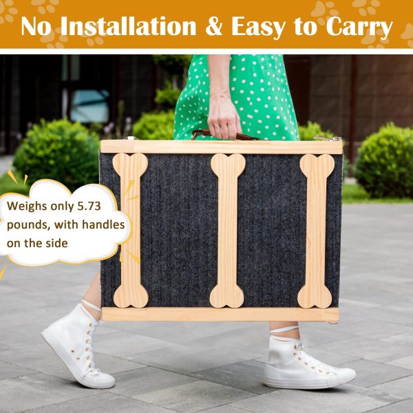 GENMOUS 30.5" Wooden Adjustable Dog Ramps for Bed,5 Levels Height Pet Steps for Small Dogs and Cats,Non-Slip Balanced Dog Indoor Outdoor Ramp,Wood Color - Image 3
